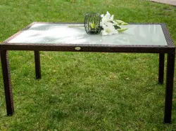 Stół ogrodowy z technorattanu 150 x 90 cm AVVICENTE brąz 
