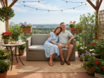 Mała sofa balkonowa 136 cm z technorattanu TINTO szary