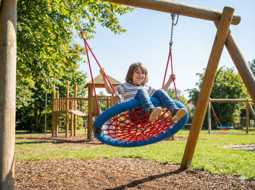 Przejdź do produktu Huśtawka Bocianie Gniazdo 100cm Siedzisko Okrągłe Dla Dzieci Na Plac Zabaw