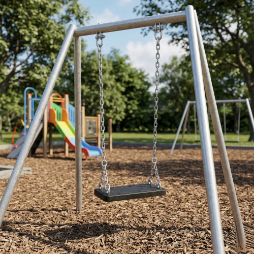 Przejdź do produktu Zestaw Huśtawka Dla Dzieci Siedzisko Płaskie Gumowe Czarne + Łańcuch Ocynk 1,8m