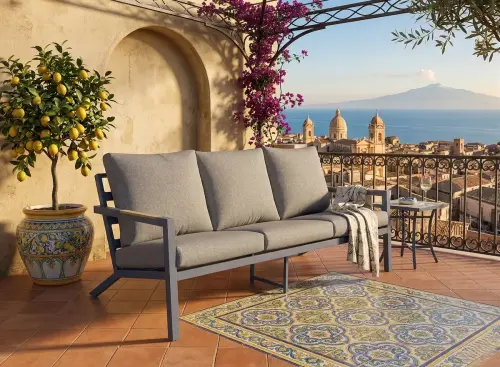 Przejdź do produktu Sofa ogrodowa 3-osobowa MISTERIOSO wygodna kanapa na balkon 190cm