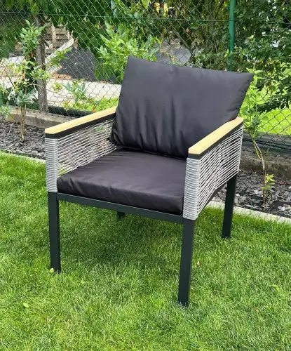 Przejdź do produktu Krzesło Ogrodowe Aluminiowe z Technorattanu CORTO Czarne