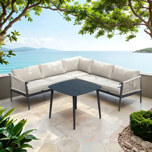 Przejdź do produktu Elegancki aluminiowy narożnik tarasowy ze stolikiem AURORA 