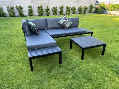 Przejdź do produktu Narożnik ogrodowy ze stolikiem VENTO Czarny stalowy 