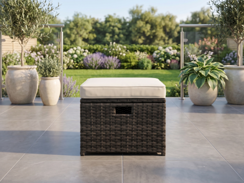 Przejdź do produktu Pufa ogrodowa ze schowkiem szary technorattan