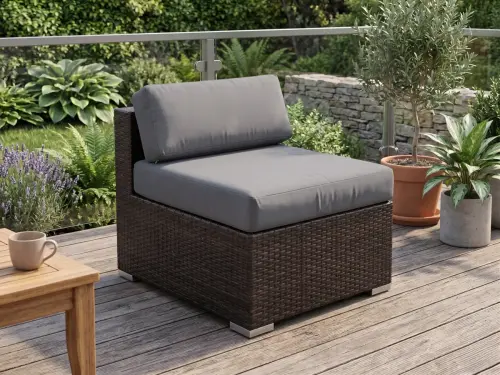 Przejdź do produktu Siedzisko z brązowego technorattanu z szarą poduszką