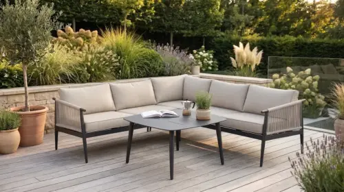 Przejdź do produktu Elegancki aluminiowy narożnik tarasowy ze stolikiem AURORA 