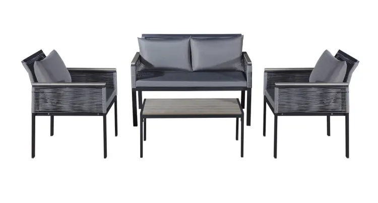 Zestaw aluminiowy CORTO - sofa, dwa fotele, stolik