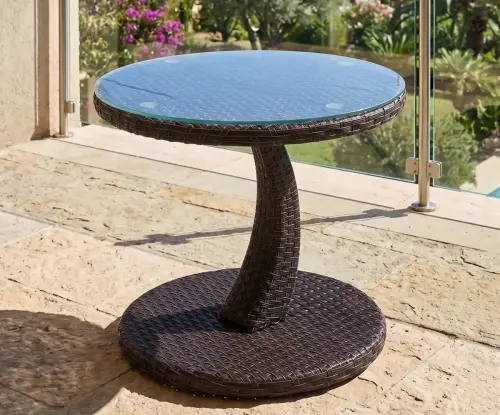 Przejdź do produktu Stolik na balkon z technorattanu okrągły stoliczek kawowy nowoczesny design 