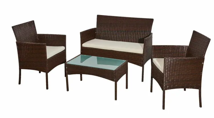 Sofa ogrodowa, 2 fotele i stolik