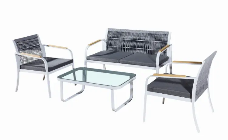 Sofa aluminiowa + 2 fotele aluminiowe + stolik aluminiowy.webp