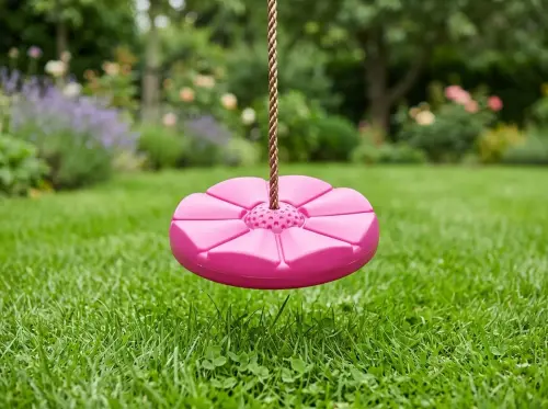 Przejdź do produktu Huśtawka plastikowa kwiatek różowe siedzisko dla dzieci