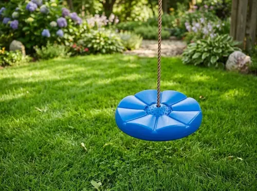 Przejdź do produktu Huśtawka plastikowa kwiatek niebieskie siedzisko dla dzieci