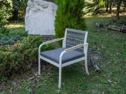 Krzesło Ogrodowe Aluminiowe RARO z plecioną lina 