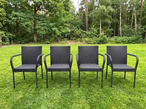 Przejdź do produktu Zestaw 4 krzeseł ogrodowych czarny technorattan