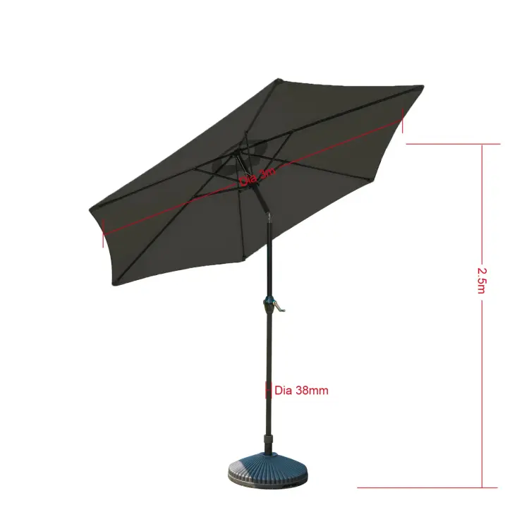 Parasol  Okrągły Jasny Szary WYMIARY_1.webp