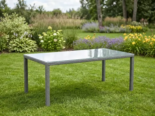 Przejdź do produktu Stół ogrodowy z  technorattanu 200 x 100 cm SOTTILE szary