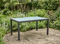 Stół obiadowy z  technorattanu 150 x 90 cm AVVICENTE czarny