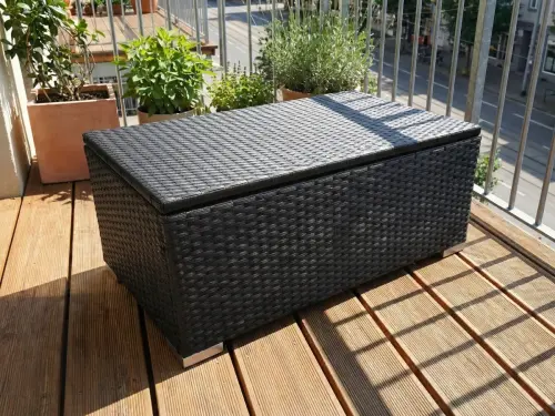 Przejdź do produktu Skrzynia na poduszki czarny technorattan 