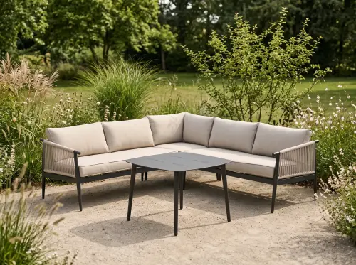 Przejdź do produktu Elegancki aluminiowy narożnik tarasowy ze stolikiem AURORA 