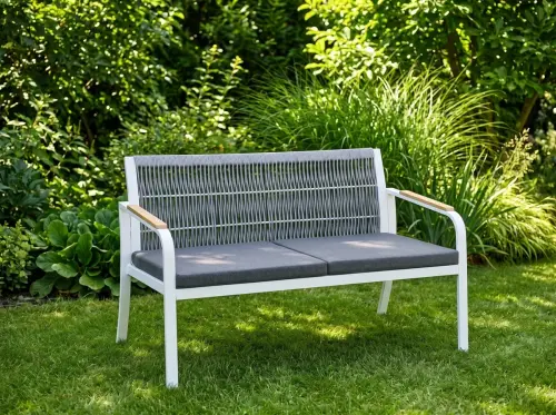 Przejdź do produktu Dwuosobowa Sofa Ogrodowa Aluminiowa  122 cm RARO biała, szara