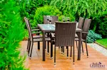 Technorattanowy zestaw obiadowy  (6 x fotel + stół 150x90) AVVICENTE brąz