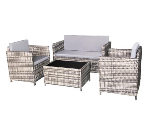 Przejdź do produktu Zestaw mebli ogrodowych z technorattanu ( 2 x fotel, sofa + stolik) CALMO szary