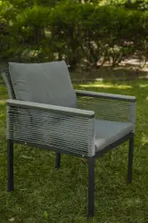 Krzesło Ogrodowe Aluminiowe z technorattanu CORTO szary