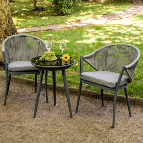 Przejdź do produktu Meble balkonowe z aluminium( 2 x fotel + stolik) BREVE szary