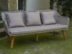 Nowoczesna sofa 173cm  trzyosobowa z technorattanu na taras LARGO + stolik gratis