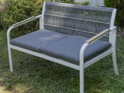 Dwuosobowa Sofa Ogrodowa Aluminiowa  122 cm RARO biała, szara