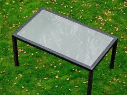 Stół obiadowy z  technorattanu 150 x 90 cm AVVICENTE czarny