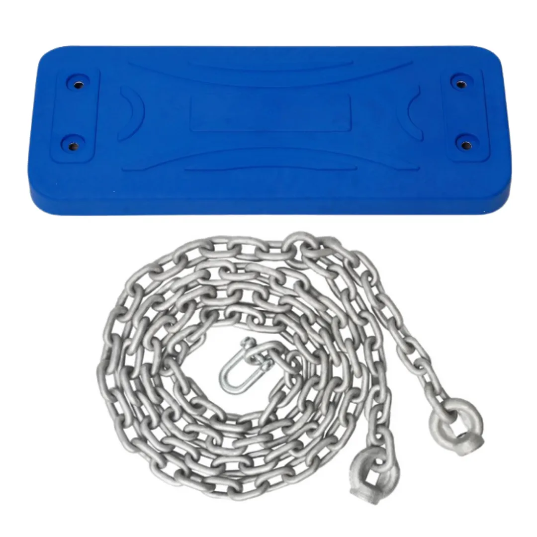 Siedzisko płaskie z aluminiowym wkładem niebieskie + łańcuch ocynk.webp